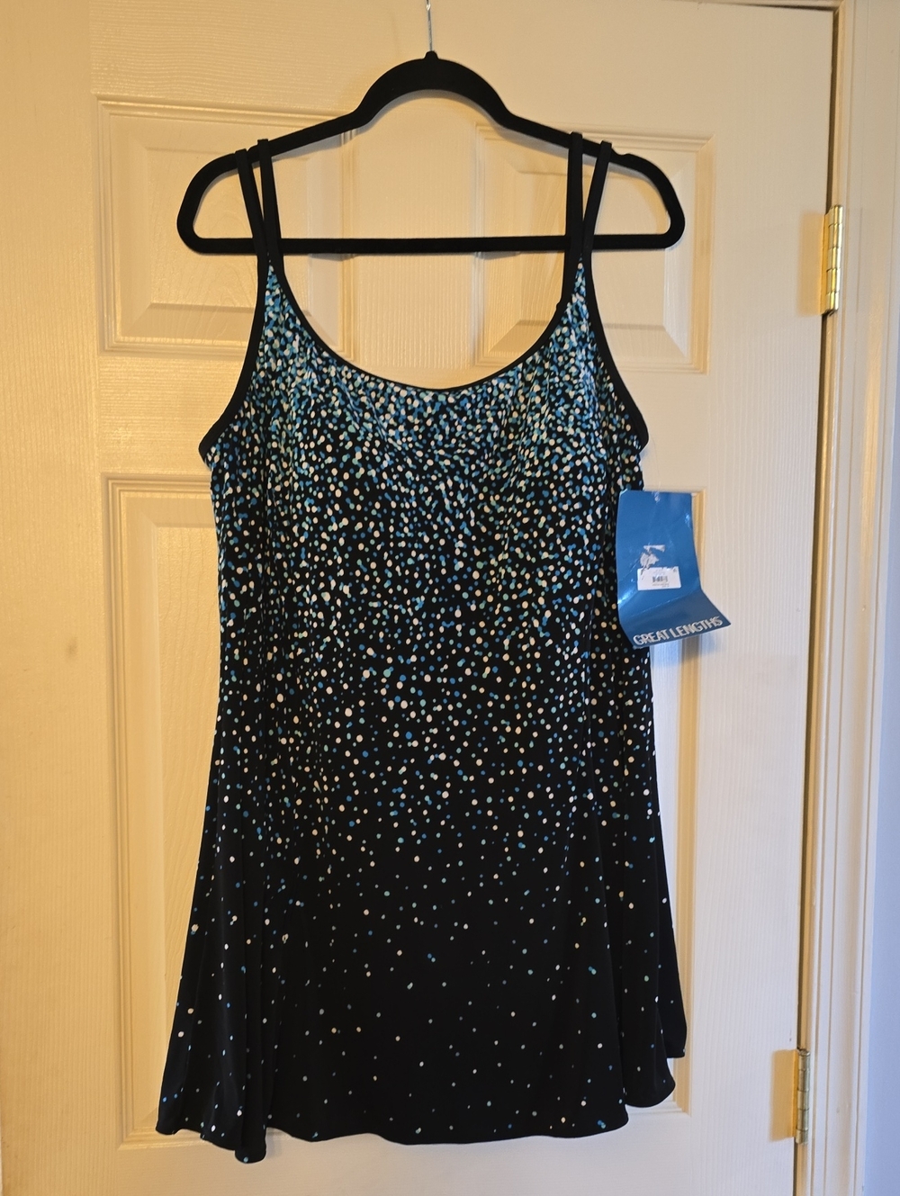 Great Lengths Black & Teal Printed One-Piece Swimdress